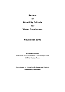 DETA Review of Disability Criteria for Vision Impairment Report