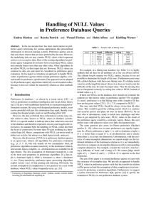 Handling of NULL Values in Preference Database Queries