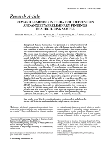 REWARD LEARNING IN PEDIATRIC DEPRESSION AND ANXIETY