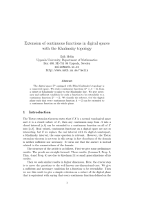 Extension of continuous functions in digital spaces with the