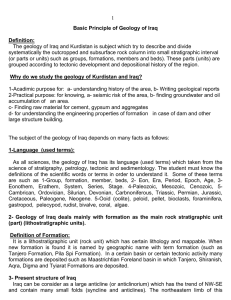 1 Basic Principle of Geology of Iraq Definition: The geology of Iraq