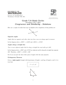 Grade 7/8 Math Circles Congruence and Similarity - Solutions