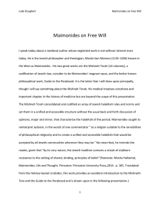 Maimonides on Free Will - The Metaphysical Society of America