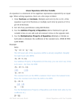 1 Linear Equations with One Variable An equation is a statement of