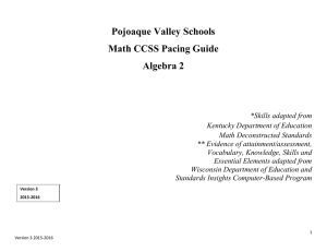 Algebra 2 Pacing Guide Version 3