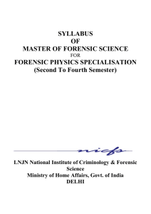 Approved Syllabus of Specialization in Forensic Physics