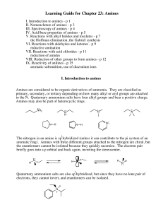 Learning Guide for Chapter 23: Amines