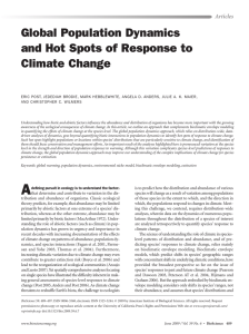 Global Population Dynamics and Hot Spots of Response to Climate