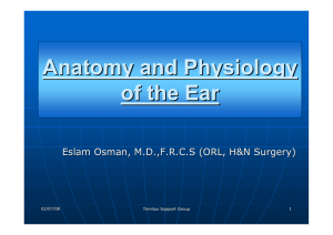 Anatomy and Physiology of the Ear Anatomy and Physiology of the Ear