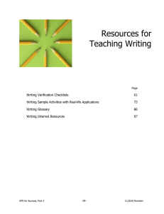 Resources for Teaching Writing - Adult Basic Skills Professional