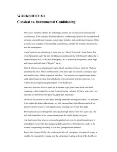 WORKSHEET 8.1 Classical vs. Instrumental Conditioning