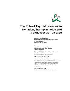 The Role of Thyroid Hormone in Donation, Transplantation and