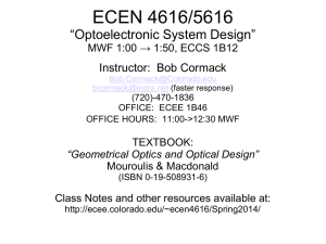 ECEN 4616/5616 “Optoelectronic System Design” MWF 1:00 → 1:50