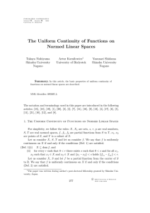 The Uniform Continuity of Functions on Normed Linear Spaces