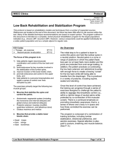 Low Back Rehabilitation and Stabilization Program