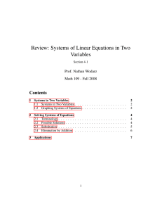 Review: Systems of Linear Equations in Two Variables