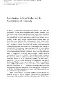 Introduction: African Studies and the Classification of Humanity