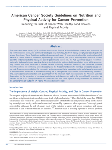 American Cancer Society guidelines on nutrition and physical