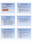 Research Variables Measurement Scales of Measurement