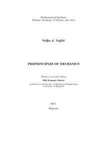 Veljko A. Vujicic PREPRINCIPLES OF MECHANICS