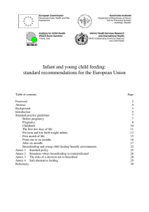 Infant and young child feeding: standard recommendations for the