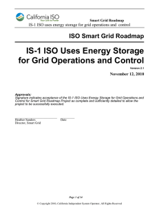 IS-1 ISO uses energy storage for grid operations and