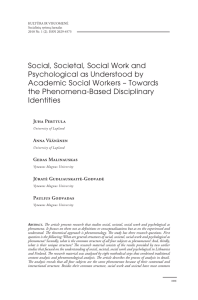 Social, Societal, Social Work and Psychological as Understood by