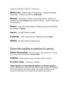 Vocabulary for Standard 2, Objective 3, Biodiversity