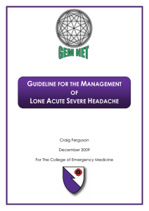 guideline for the management of lone acute severe headache