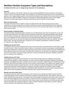 Northern Rockies Ecosystem Types and Descriptions