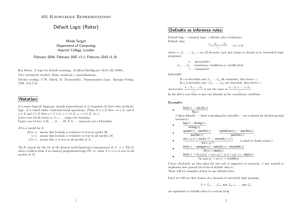 Default Logic (Reiter) - Department of Computing