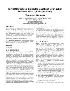 ASP-DPOP: Solving Distributed Constraint Optimization Problems