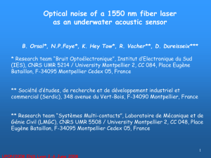 Optical noise of a 1550 nm ﬁber laser as an underwater acoustic