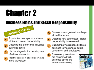 Chapter 2 - Business Ethics and Social Responsibility