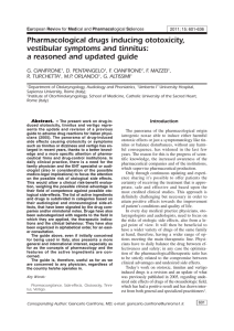 Pharmacological drugs inducing ototoxicity, vestibular symptoms