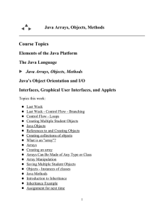 Java Arrays, Objects, Methods