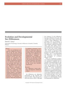 Evolution and Developmental Sex Differences
