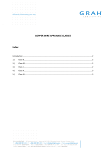 COPPER WIRE APPLIANCE CLASSES Index