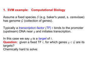 1. SVM example: Computational Biology Assume a fixed species