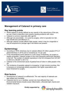 Management of Cataract in primary care