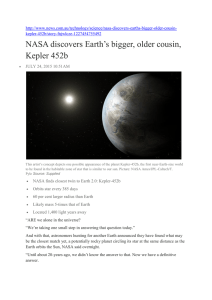 NASA discovers Earth`s bigger, older cousin, Kepler 452b