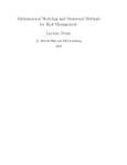 Mathematical Modeling and Statistical Methods for Risk