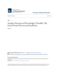 Another Structure of Knowledge Is Possible: The Social Forum