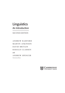 Linguistics An Introduction, SECOND EDITION