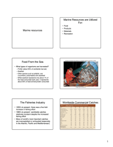 Marine resources Marine Resources are Utilized For: Food From the
