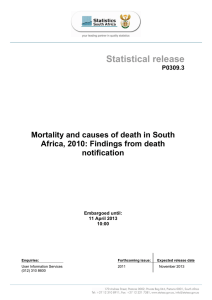 Mortality and causes of death in South Africa