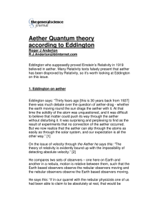 Aether Quantum theory according to Eddington