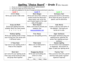 Spelling “Choice Board”