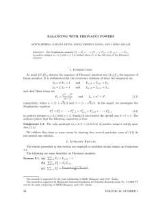 BALANCING WITH FIBONACCI POWERS 1. Introduction As usual {F