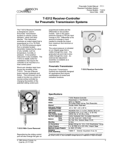 T-5312 Receiver-Controller for Pneumatic Trans. Systems